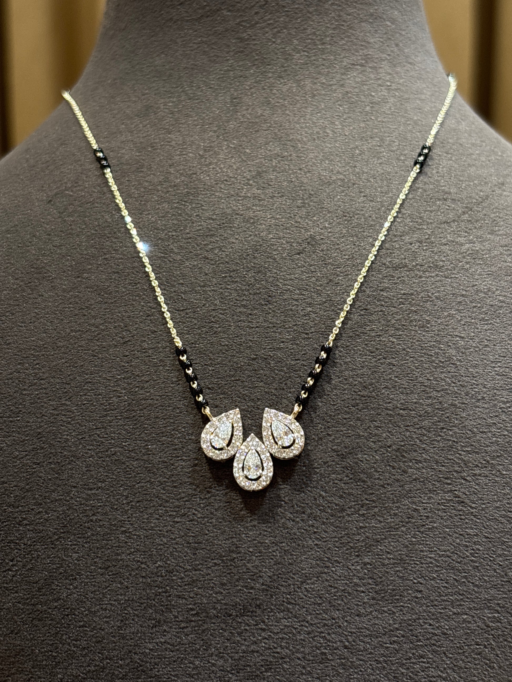 Fiona Diamonds Amavera Poise Pear Lab Diamond Mangalsutra in 14K Yellow Gold - luxury