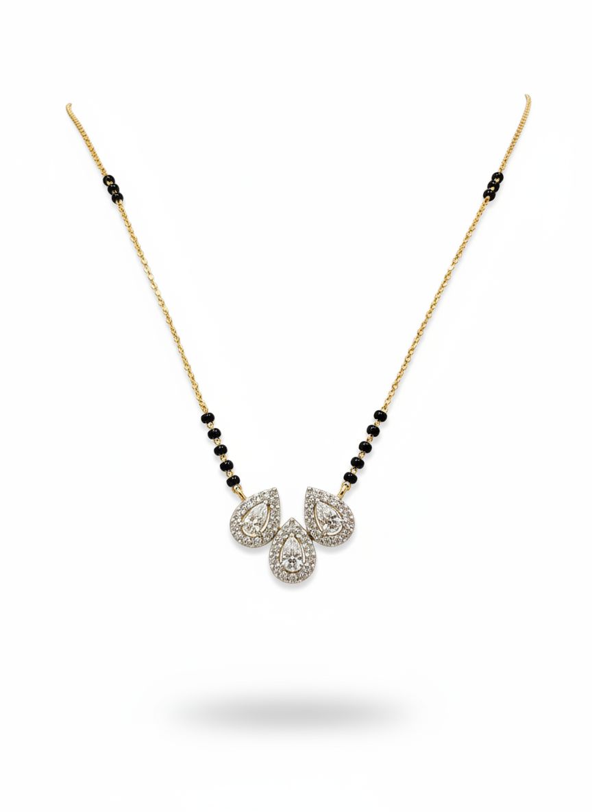 Amavera Poise Pear Lab Diamond Mangalsutra in 14K Yellow Gold by Fiona Diamonds