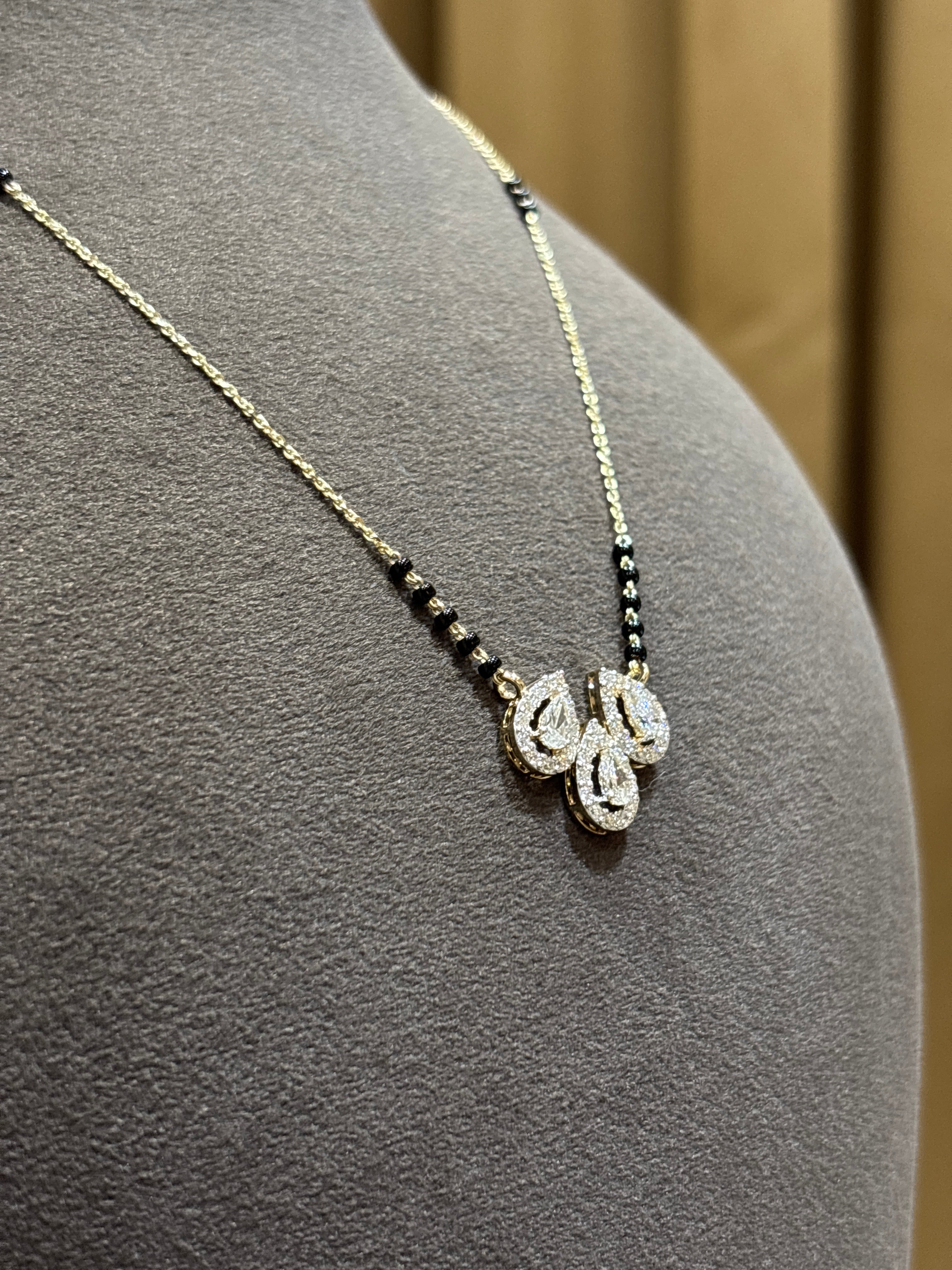 Pear Lab Diamond Mangalsutra - Amavera Poise in 14K Yellow Gold by Fiona Diamonds