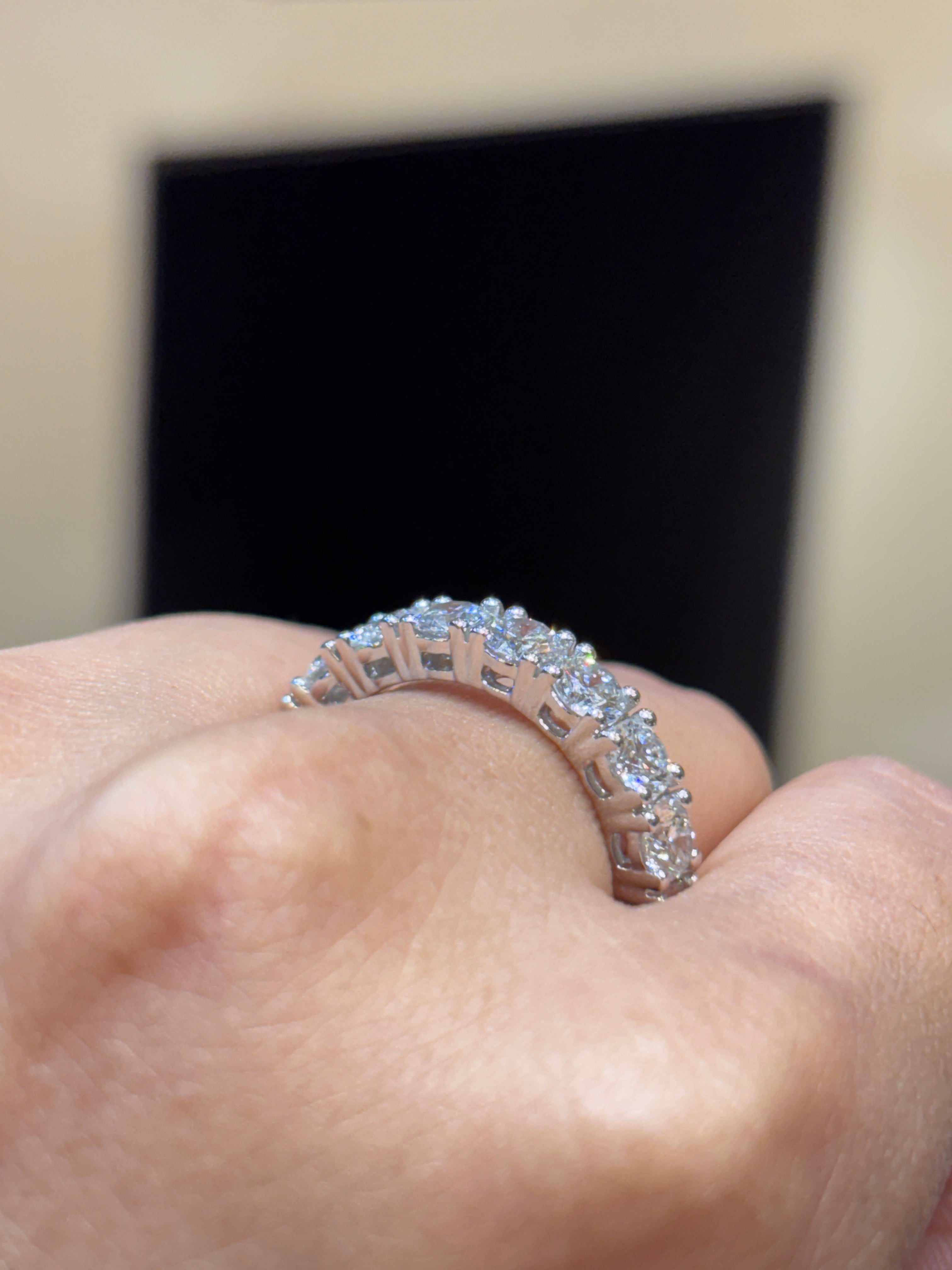 Top view of Full Round Lab Diamond Eternity Ring in 14K White Gold - Fiona Diamonds