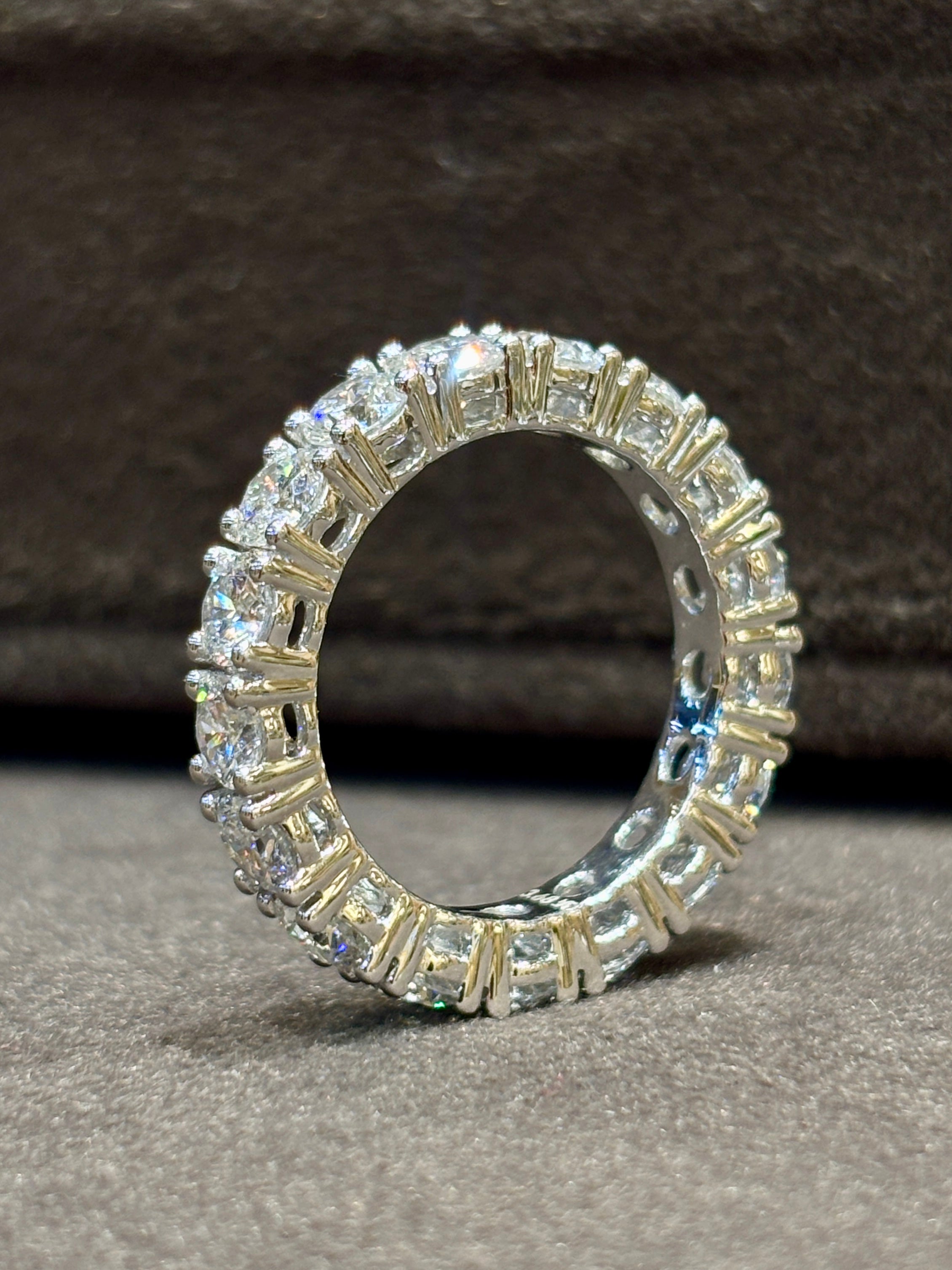 Fiona Diamonds Full Round Lab Diamond Eternity Ring in 14K White Gold on hand