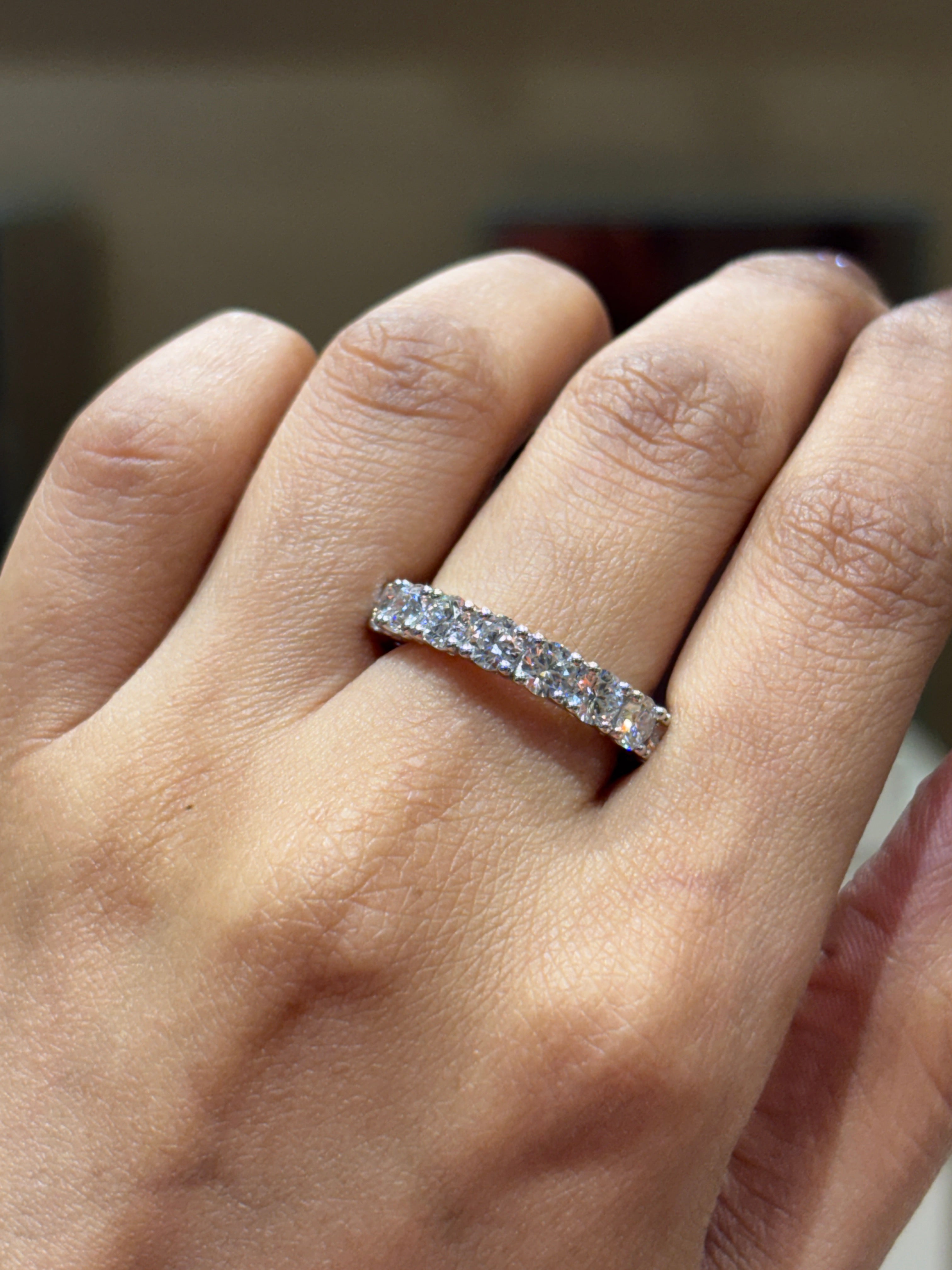 Side view of Full Round Lab Diamond Eternity Ring in 14K White Gold - Fiona Diamonds