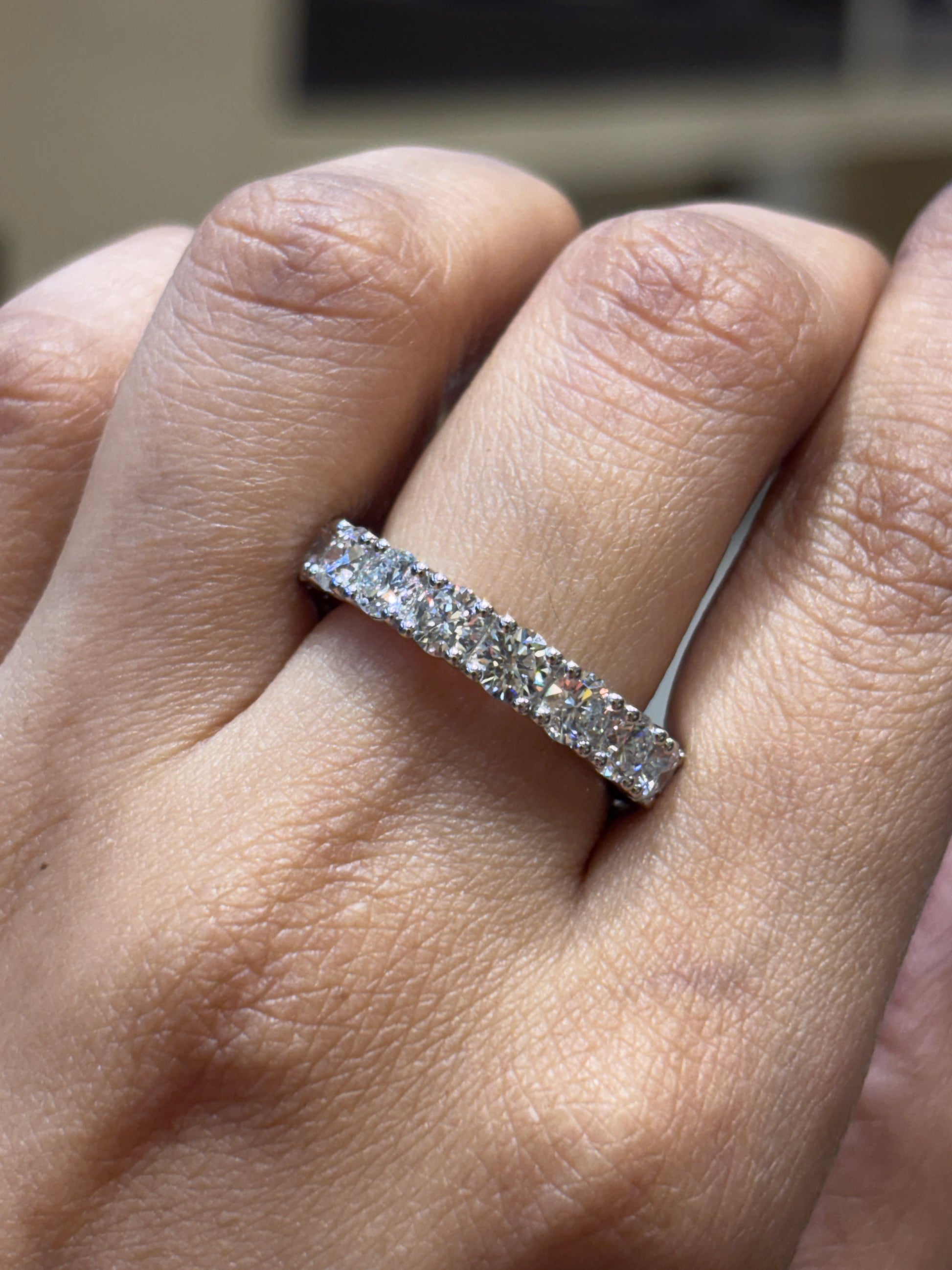 Round Lab Diamond Eternity Ring in 14K White Gold - Full by Fiona Diamonds