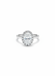 Xoriel Band Oval Lab Diamond Halo Ring in 14K White Gold by Fiona Diamonds