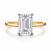 Echo Crest Emerald Lab Diamond Classic Solitaire Ring in 14K Yellow Gold by Fiona Diamonds