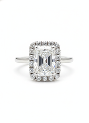 Zephyr Pavé Round Lab Diamond Halo Ring in 14K White Gold by Fiona Diamonds