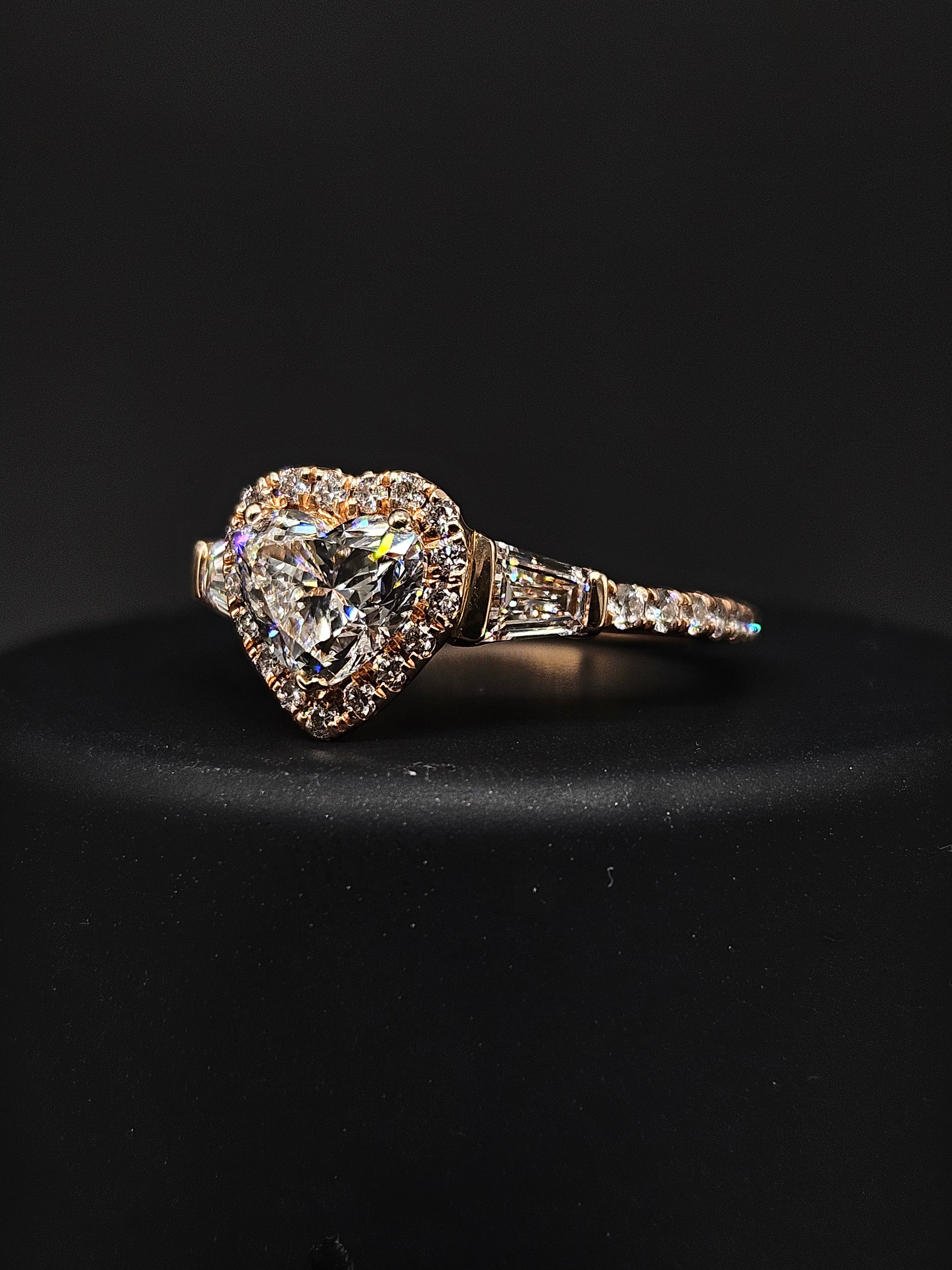 Heart Lab Diamond Three Stone Ring in 14K Rose Gold - Yuxin by Fiona Diamonds