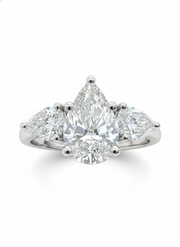 Ember Arch Pear Lab Diamond Three Stone Ring in 14K White Gold by Fiona Diamonds