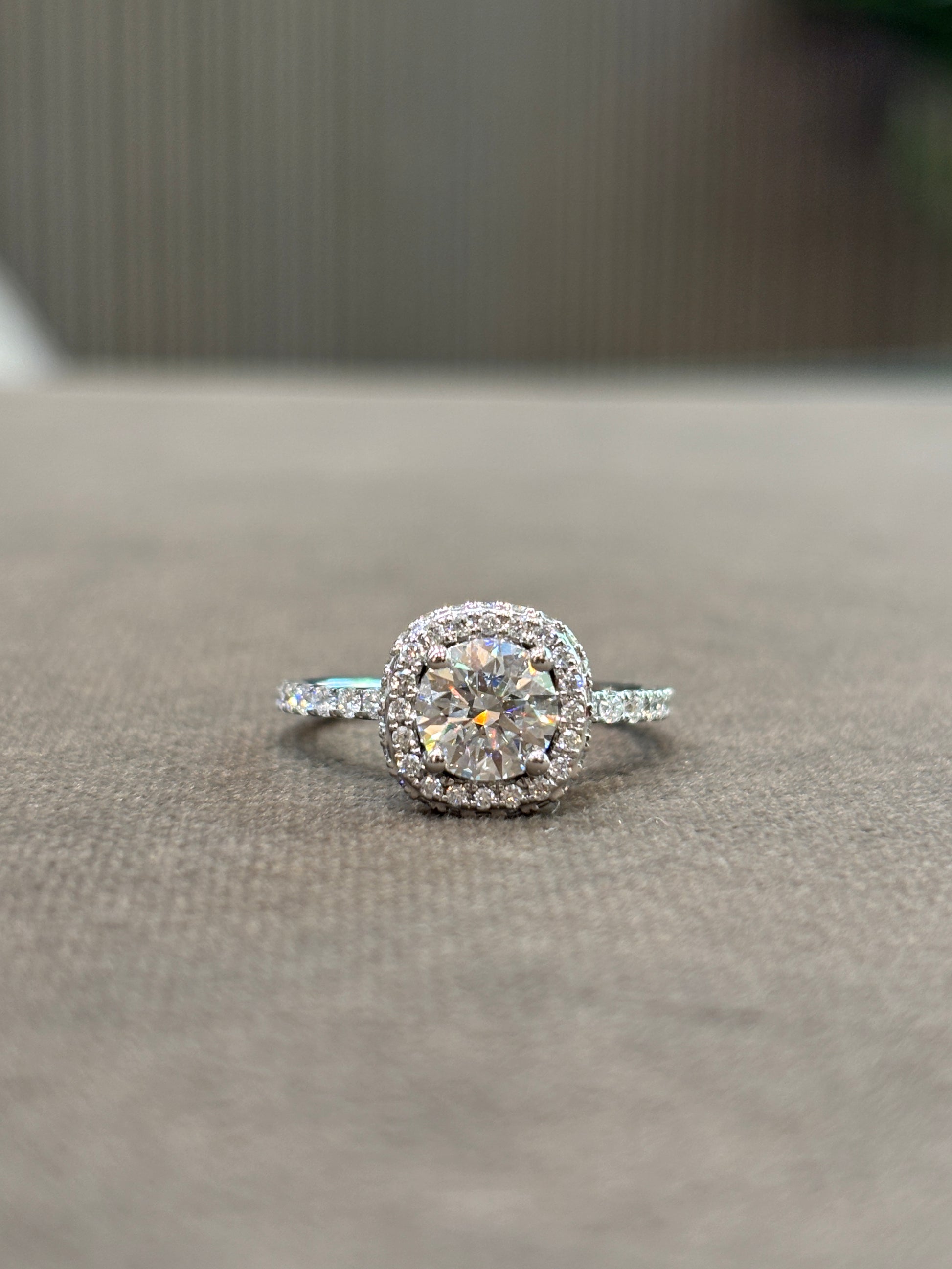 Vanta Crest Round Lab Diamond Halo Ring in 14K White Gold by Fiona Diamonds