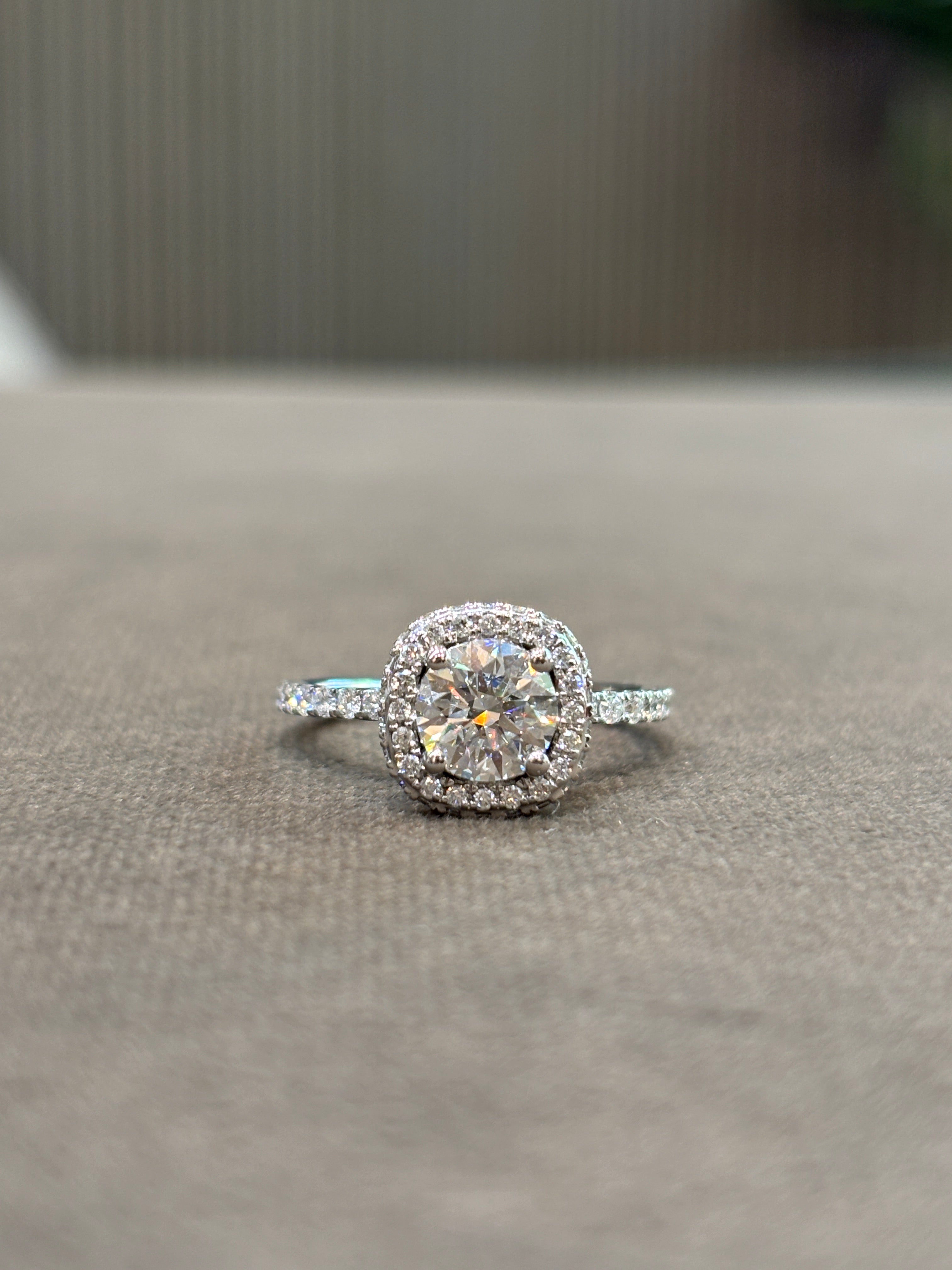 Vanta Crest Round Lab Diamond Halo Ring in 14K White Gold by Fiona Diamonds