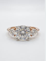 Kael Drift Round Lab Diamond Three Stone Ring in 14K Rose Gold by Fiona Diamonds