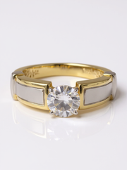 1ct Round Blush Ember Round Lab Diamond Classic Solitaire Ring in 14K Yellow Gold by Fiona Diamonds