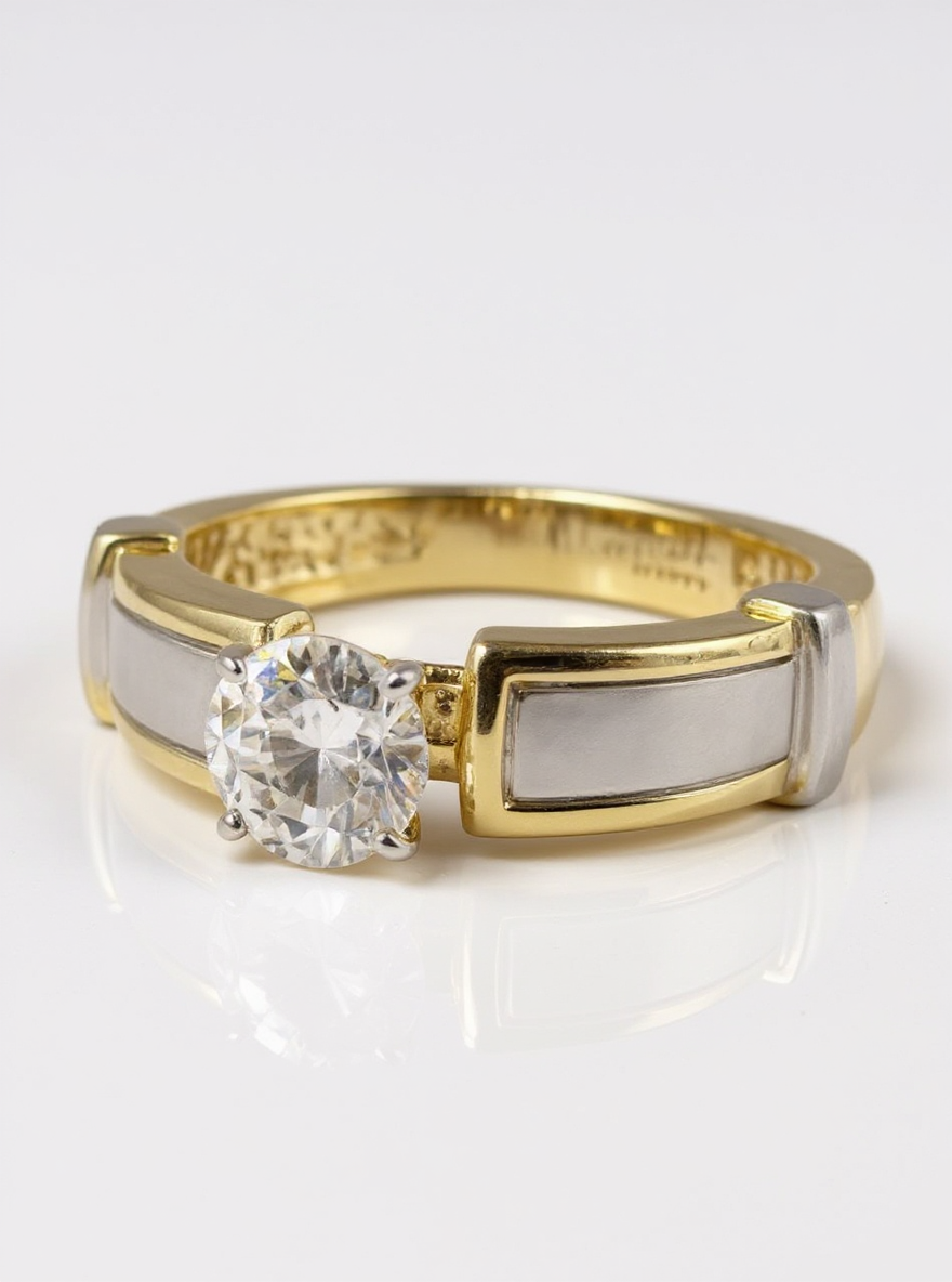 Side profile of 1ct Round Blush Ember Round Lab Diamond Classic Solitaire Ring in 14K Yellow Gold Fiona Diamonds