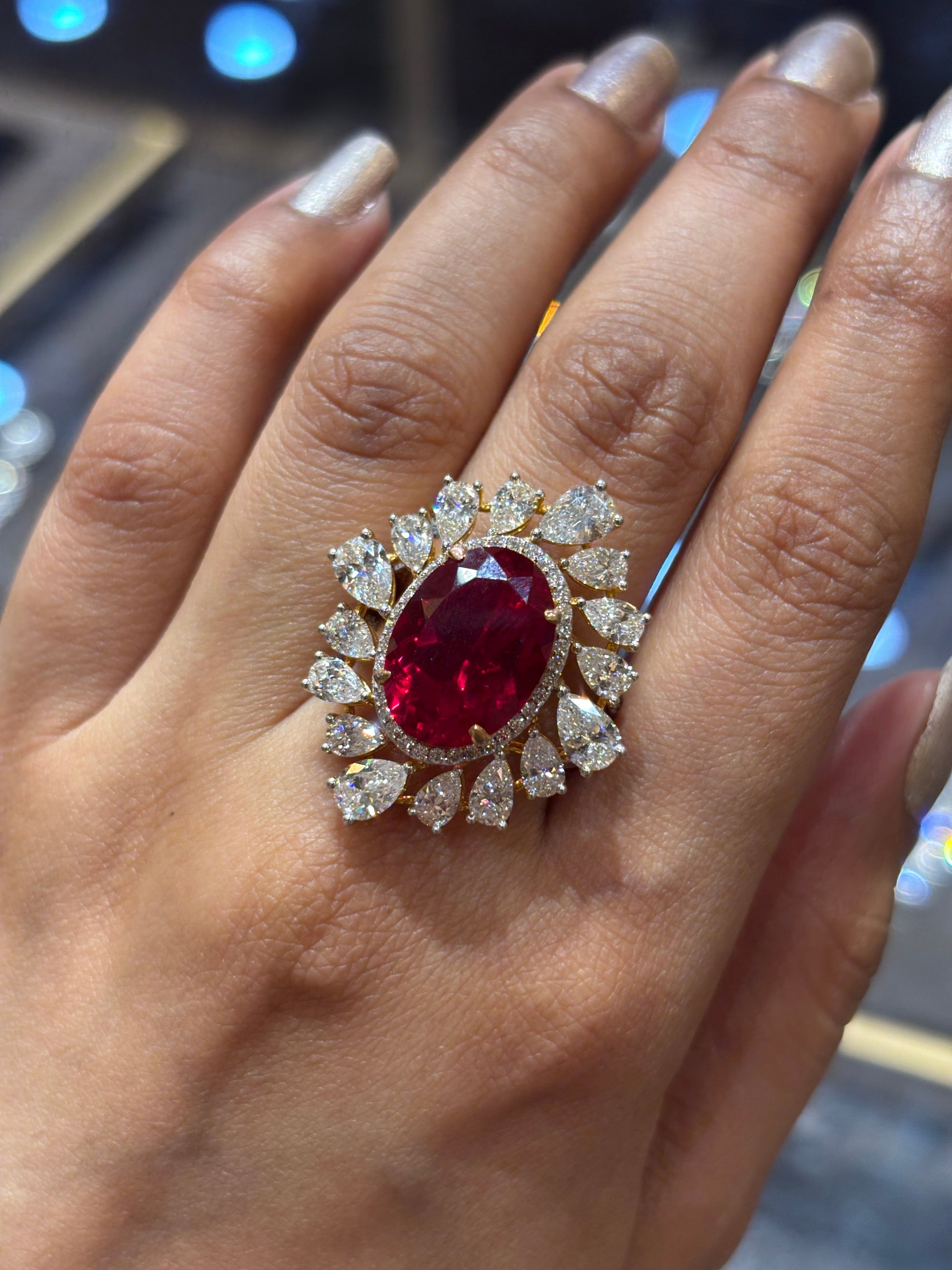 Side view of Adelune Round Lab Diamond Cocktail Ring in 18K Yellow Gold - Fiona Diamonds