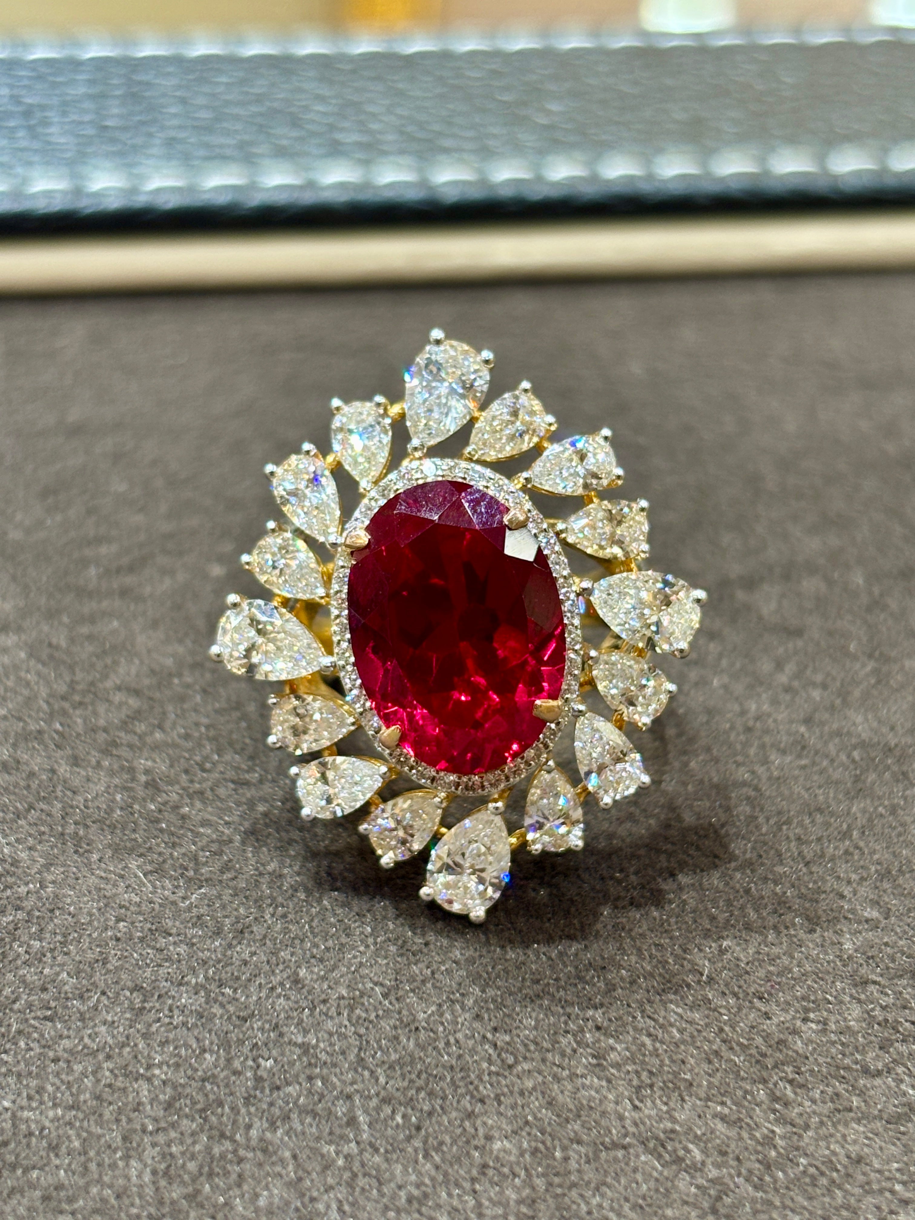 Close-up of Adelune Round Lab Diamond Cocktail Ring set in 18K Yellow Gold by Fiona Diamonds