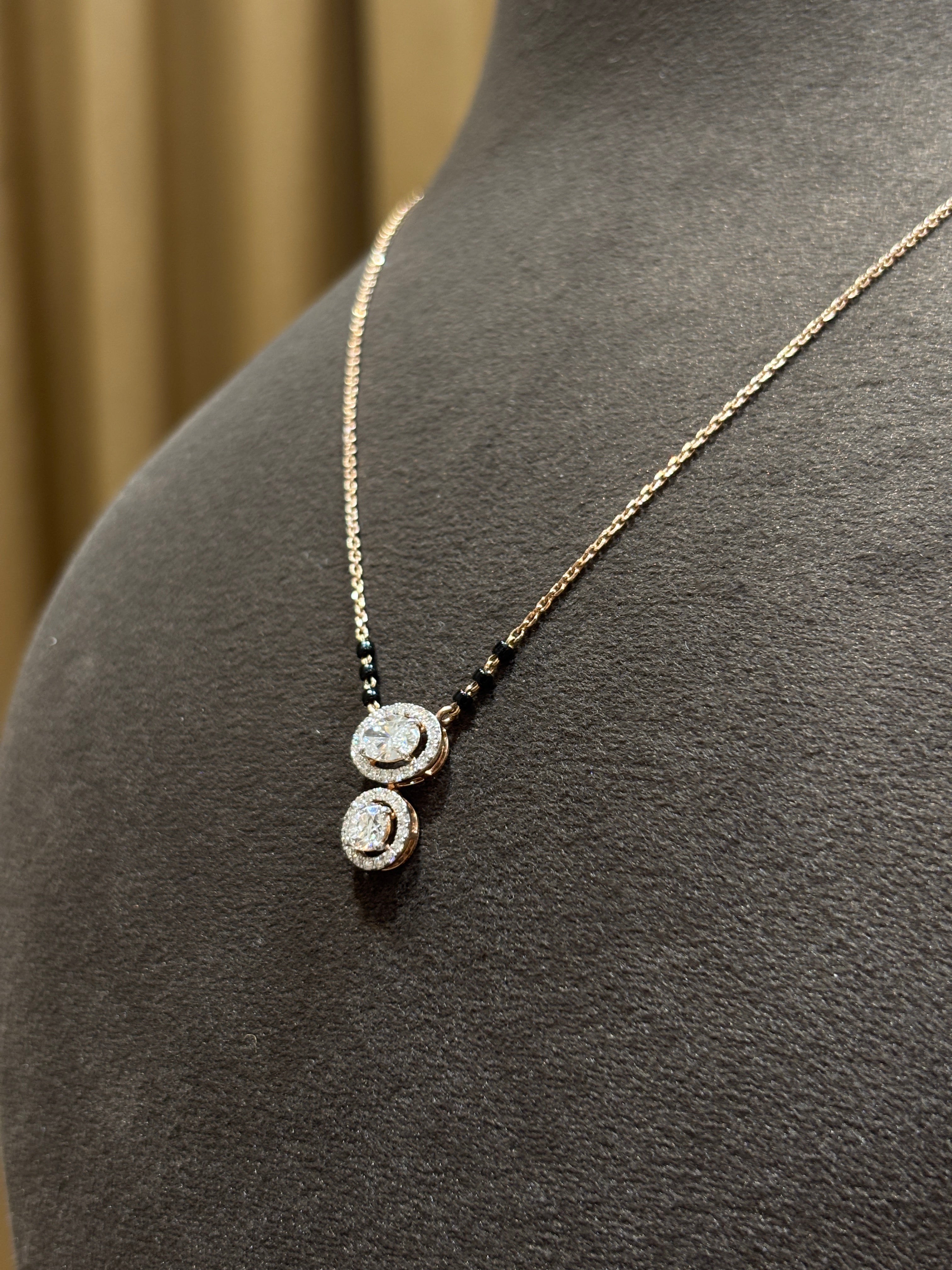 Oval Lab Diamond Mangalsutra - Soleil Reverie in 14K Rose Gold by Fiona Diamonds