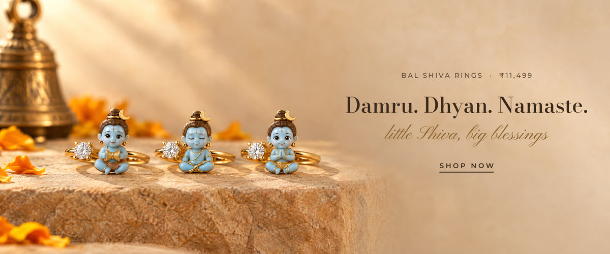 Bal Shiva rings - Damru, Dhyan and Namaste