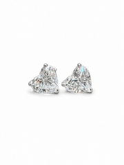 Nimbus Glow Heart Lab Diamond Classic Solitaire Stud Earrings in 18K White Gold by Fiona Diamonds
