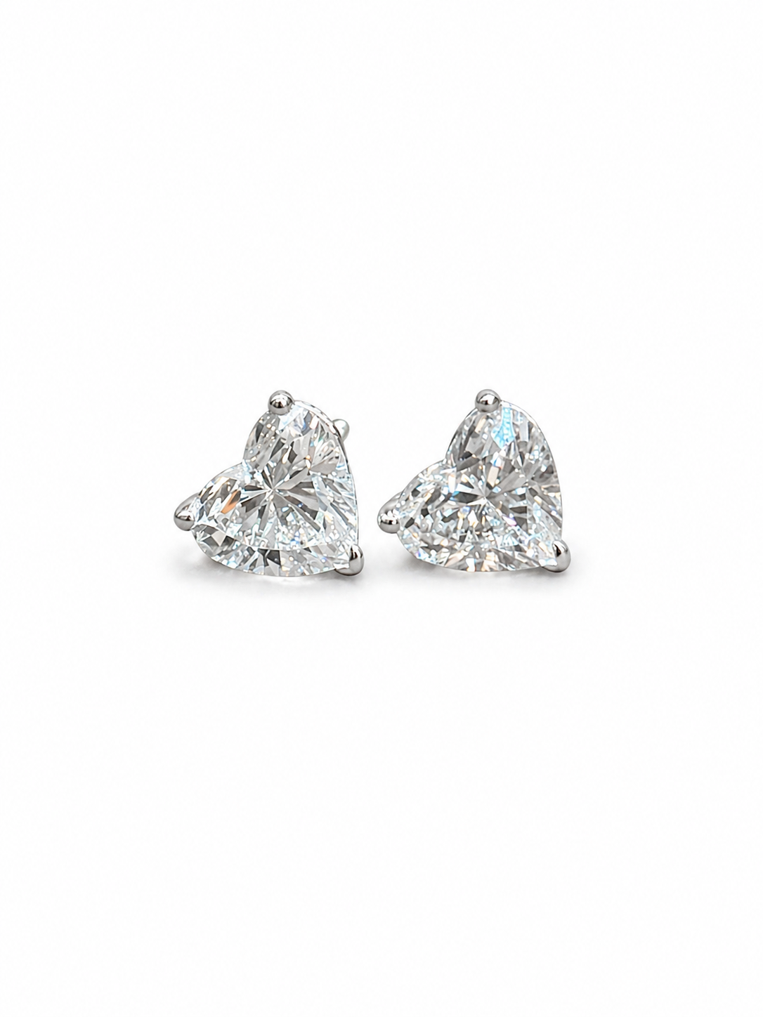 Nimbus Glow Heart Lab Diamond Classic Solitaire Stud Earrings in 18K White Gold by Fiona Diamonds