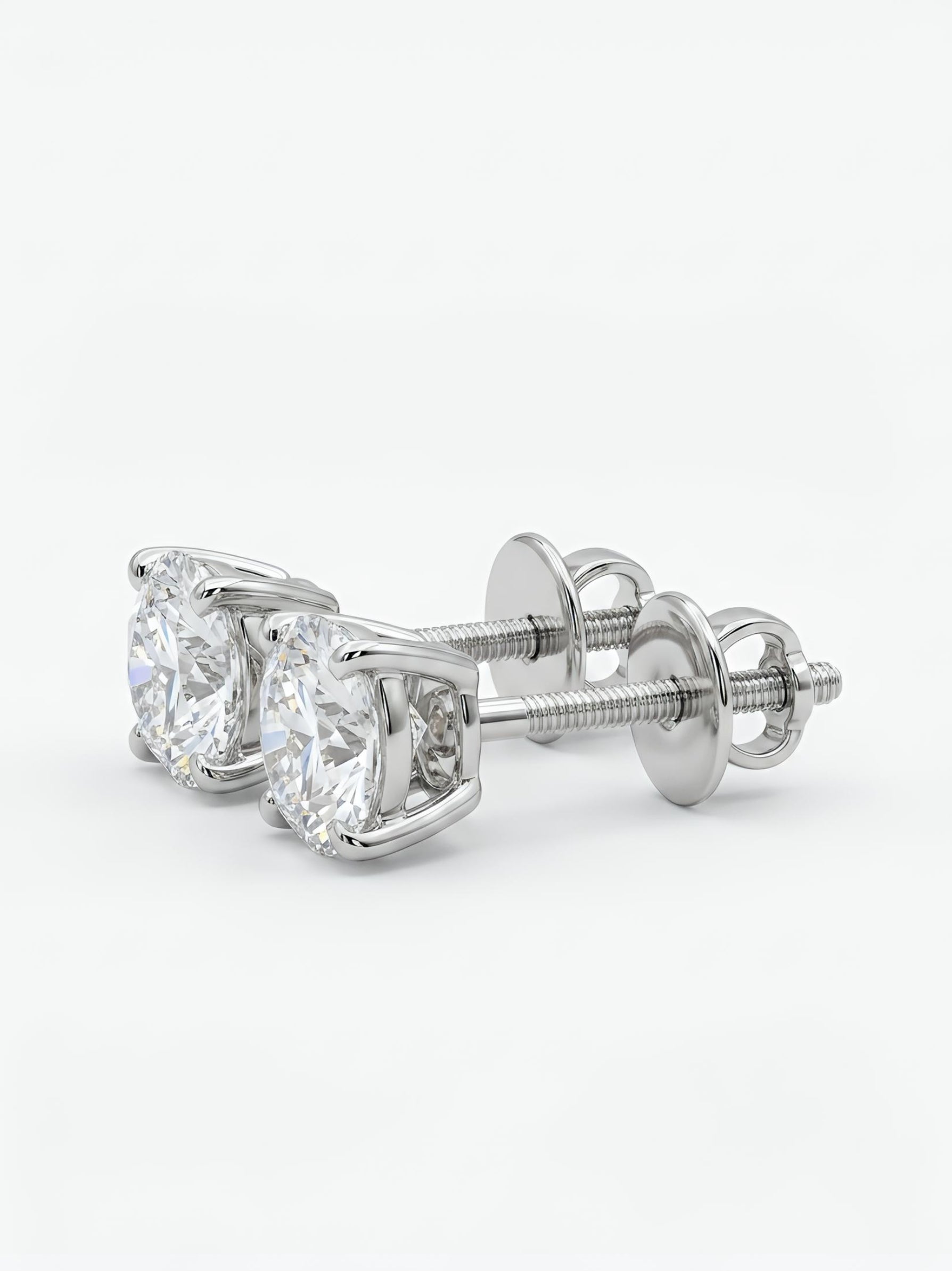 Side view of Zola Haze Round Lab Diamond Stud Earrings in 18K White Gold - Fiona Diamonds