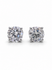 Saevin Veil Round Lab Diamond Classic Solitaire Stud Earrings in 18K Yellow Gold by Fiona Diamonds