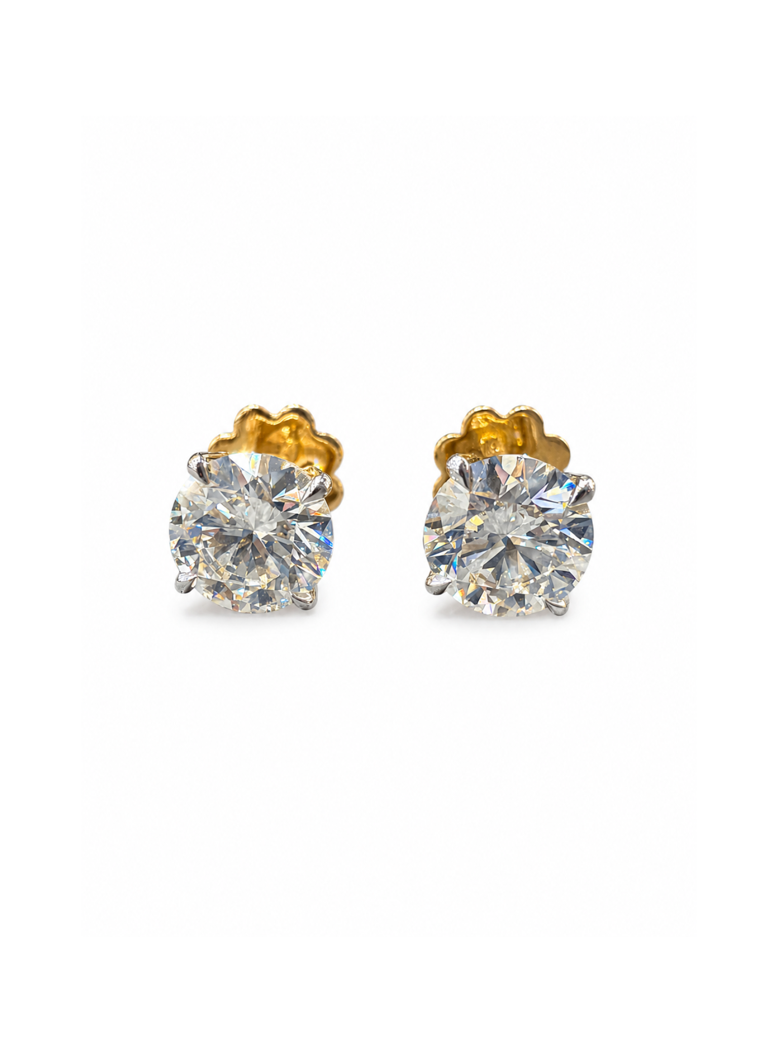 Orbit Haze Round Lab Diamond Classic Solitaire Stud Earrings in 18K Yellow Gold by Fiona Diamonds