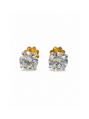 Orbit Haze Round Lab Diamond Classic Solitaire Stud Earrings in 18K Yellow Gold by Fiona Diamonds