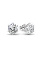 Iris Curve Round Lab Diamond Classic Solitaire Stud Earrings in 14K Yellow Gold by Fiona Diamonds