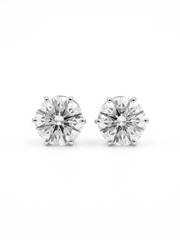 Favryn Mist Round Lab Diamond Classic Solitaire Stud Earrings in 18K White Gold by Fiona Diamonds