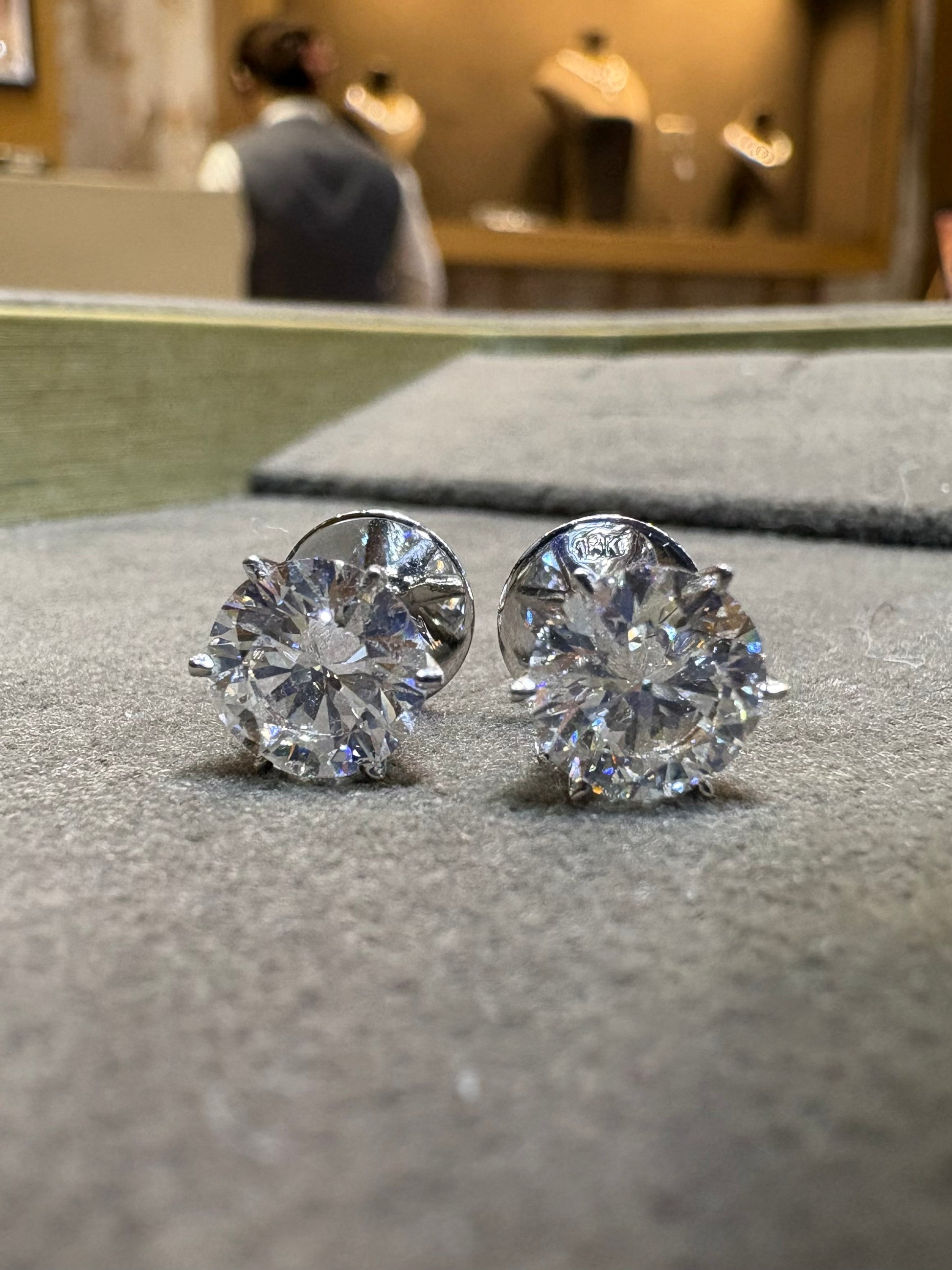 Fiona Diamonds Favryn Mist Round Lab Diamond Stud Earrings in 18K White Gold on ear
