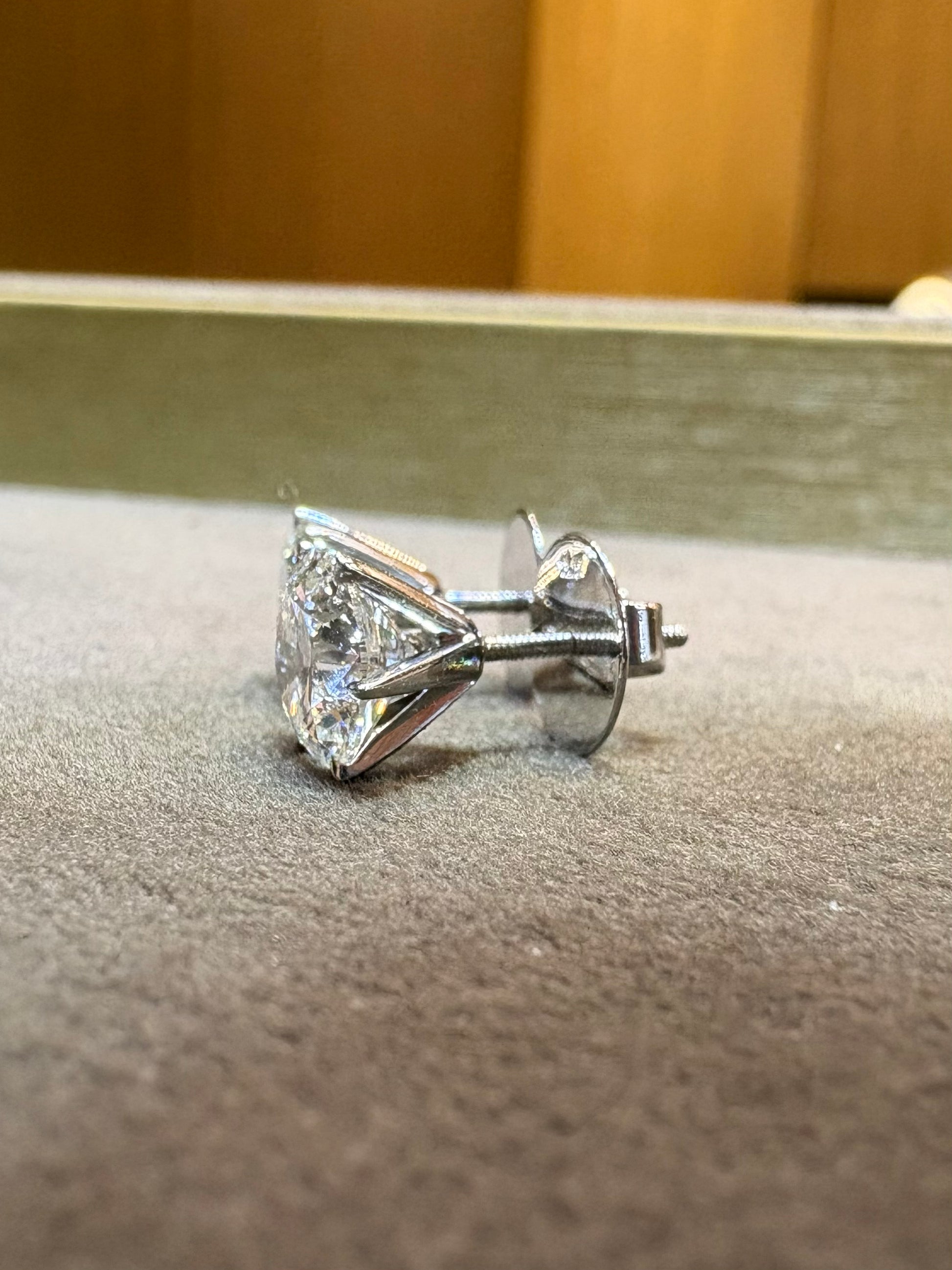 Top view of Favryn Mist Round Lab Diamond Stud Earrings in 18K White Gold - Fiona Diamonds