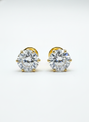 Fallyn Glow Round Lab Diamond Classic Solitaire Stud Earrings in 18K Yellow Gold by Fiona Diamonds