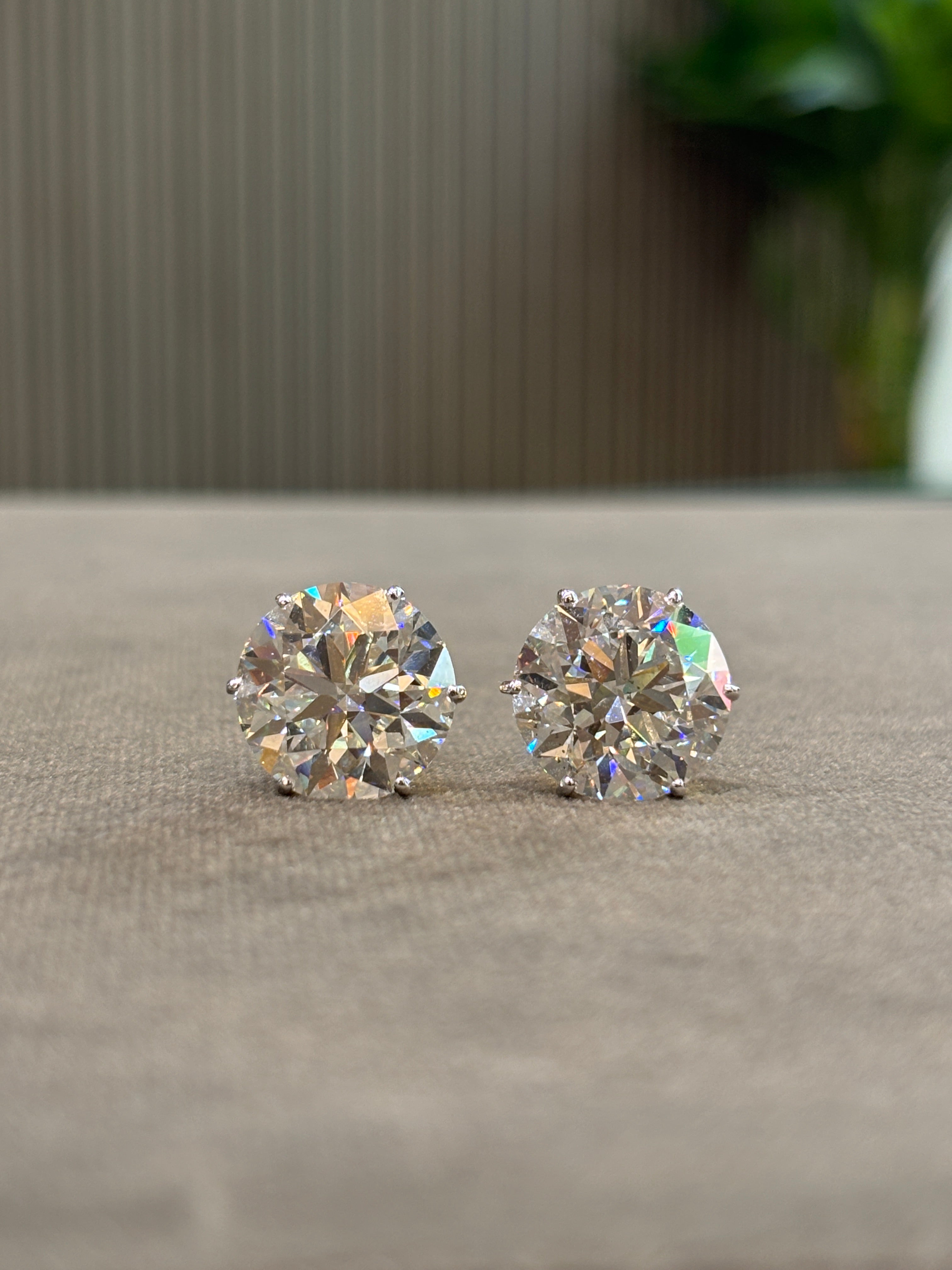Zephyr Lace Round Lab Diamond Classic Solitaire Stud Earrings in 18K Yellow Gold by Fiona Diamonds