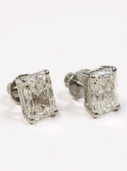 Vira Fade 2.5ct Round Radiant Lab Diamond Classic Solitaire Stud Earrings in 18K White Gold by Fiona Diamonds