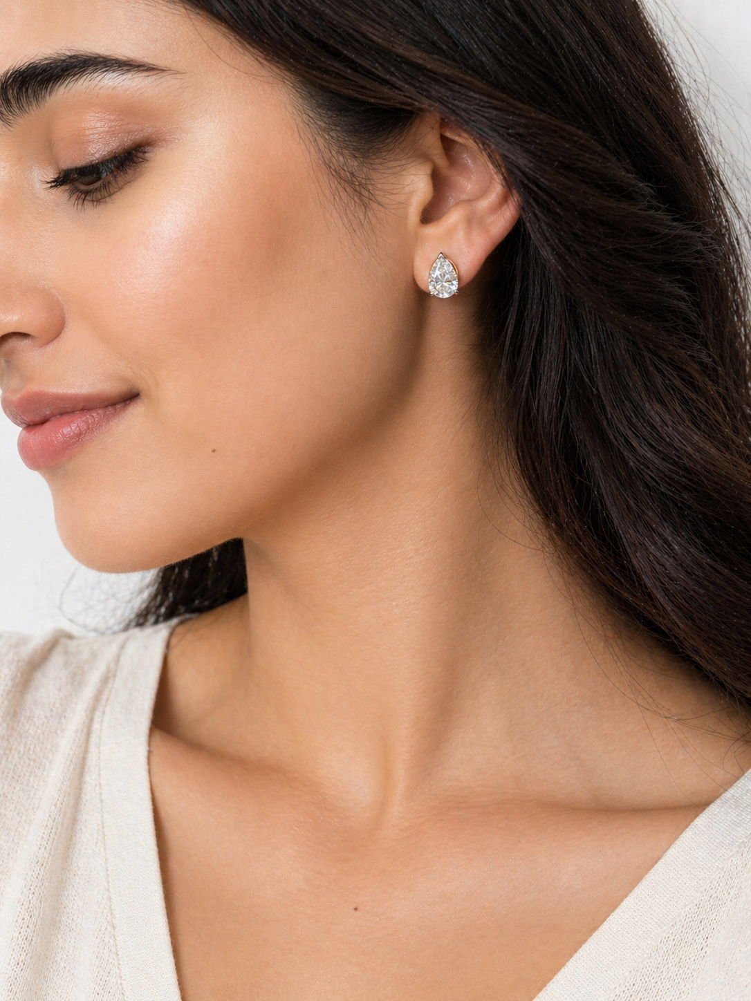 Pear Lab Diamond solitaire stud earrings in 14K rose gold  Fiona Diamonds Aerith Knot