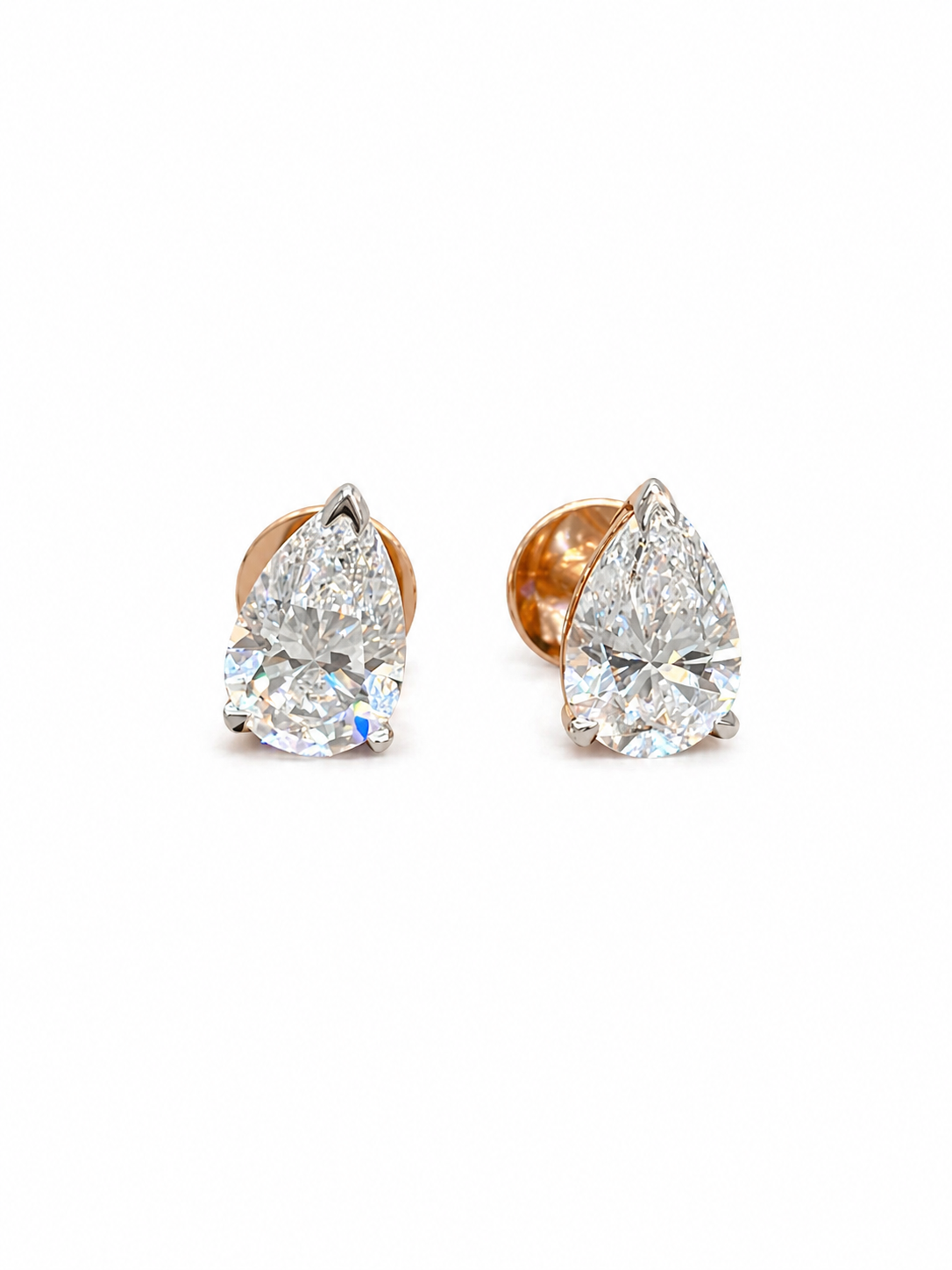 Aerith Knot Pear Lab Diamond Solitaire Stud Earrings in 14K rose gold by Fiona Diamonds