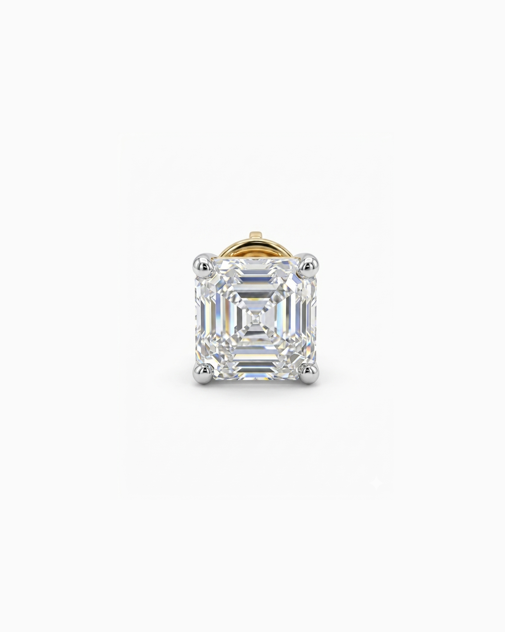 Xara Mire Asscher Lab Diamond Classic Solitaire Stud Earrings in 18K Yellow Gold by Fiona Diamonds