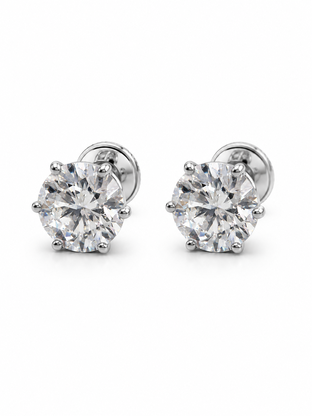 Veryn Drift Round Lab Diamond Classic Solitaire Stud Earrings in 18K White Gold by Fiona Diamonds
