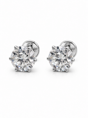 Veryn Drift Round Lab Diamond Classic Solitaire Stud Earrings in 18K White Gold by Fiona Diamonds