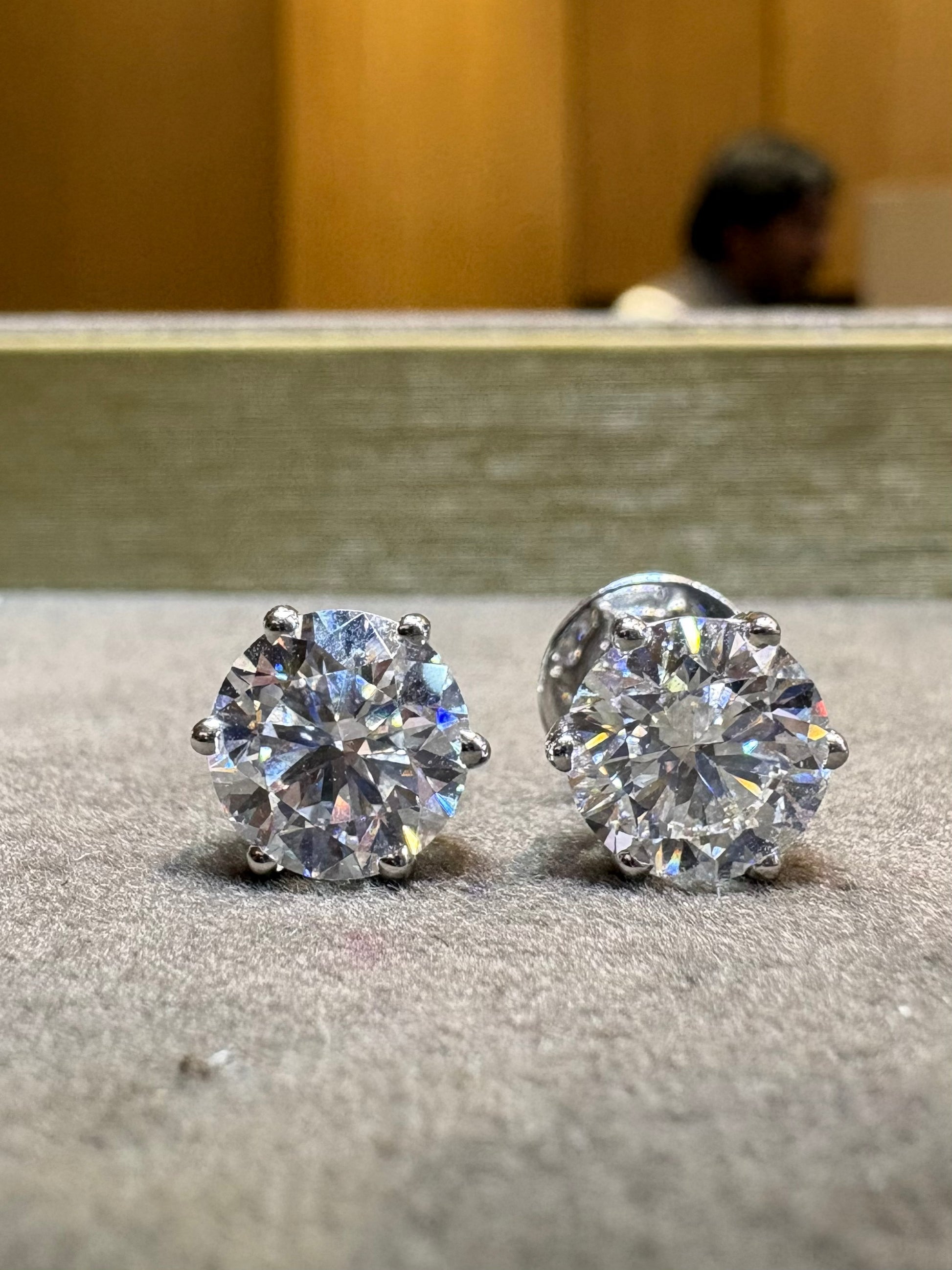 Fiona Diamonds Veryn Drift Round Lab Diamond Stud Earrings in 18K White Gold on ear