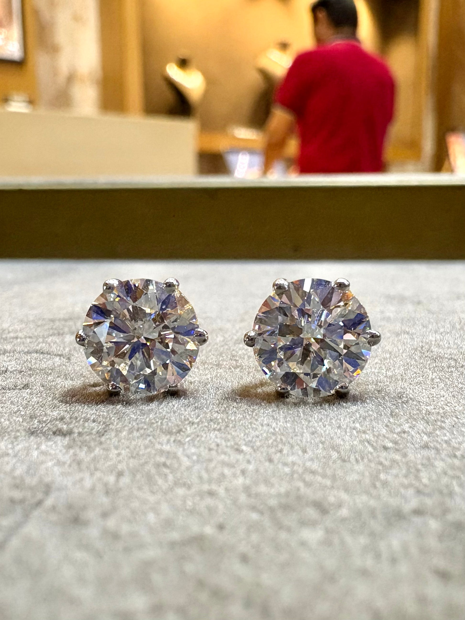 Fiona Diamonds Wynara Flare Round Lab Diamond Stud Earrings in 18K Yellow Gold on ear