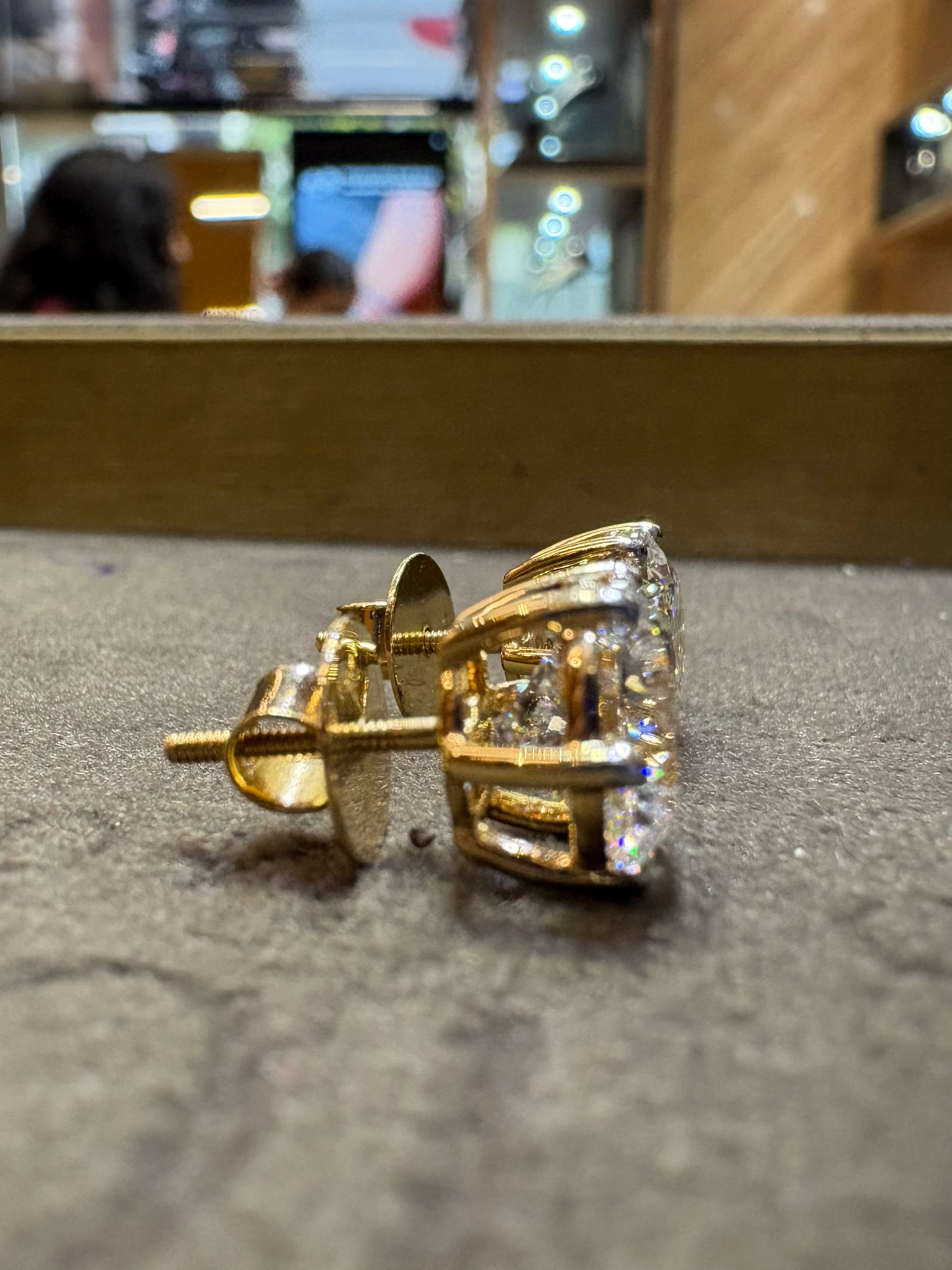 Round Lab Diamond Classic Solitaire Stud in 18K Yellow Gold - Wynara Flare by Fiona Diamonds