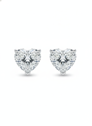 Lyric Bloom Heart Lab Diamond Classic Solitaire Stud Earrings in 18K White Gold by Fiona Diamonds
