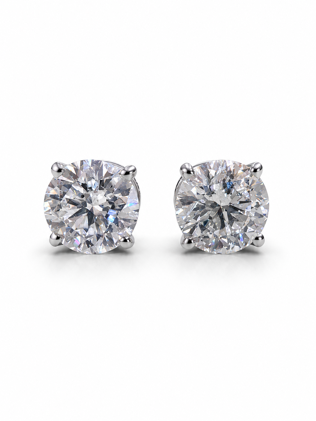 Harlow Veil Round Lab Diamond Classic Solitaire Stud Earrings in 18K White Gold by Fiona Diamonds