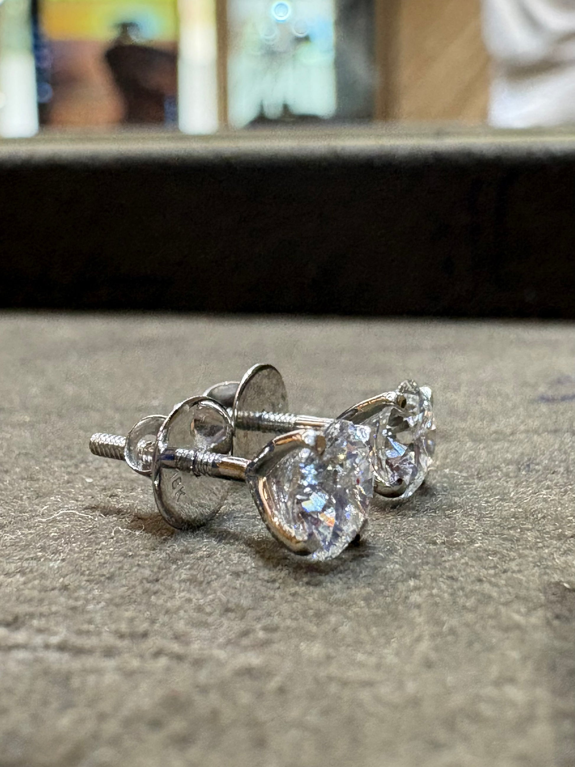 Round Lab Diamond Classic Solitaire Stud in 18K White Gold - Harlow Veil by Fiona Diamonds