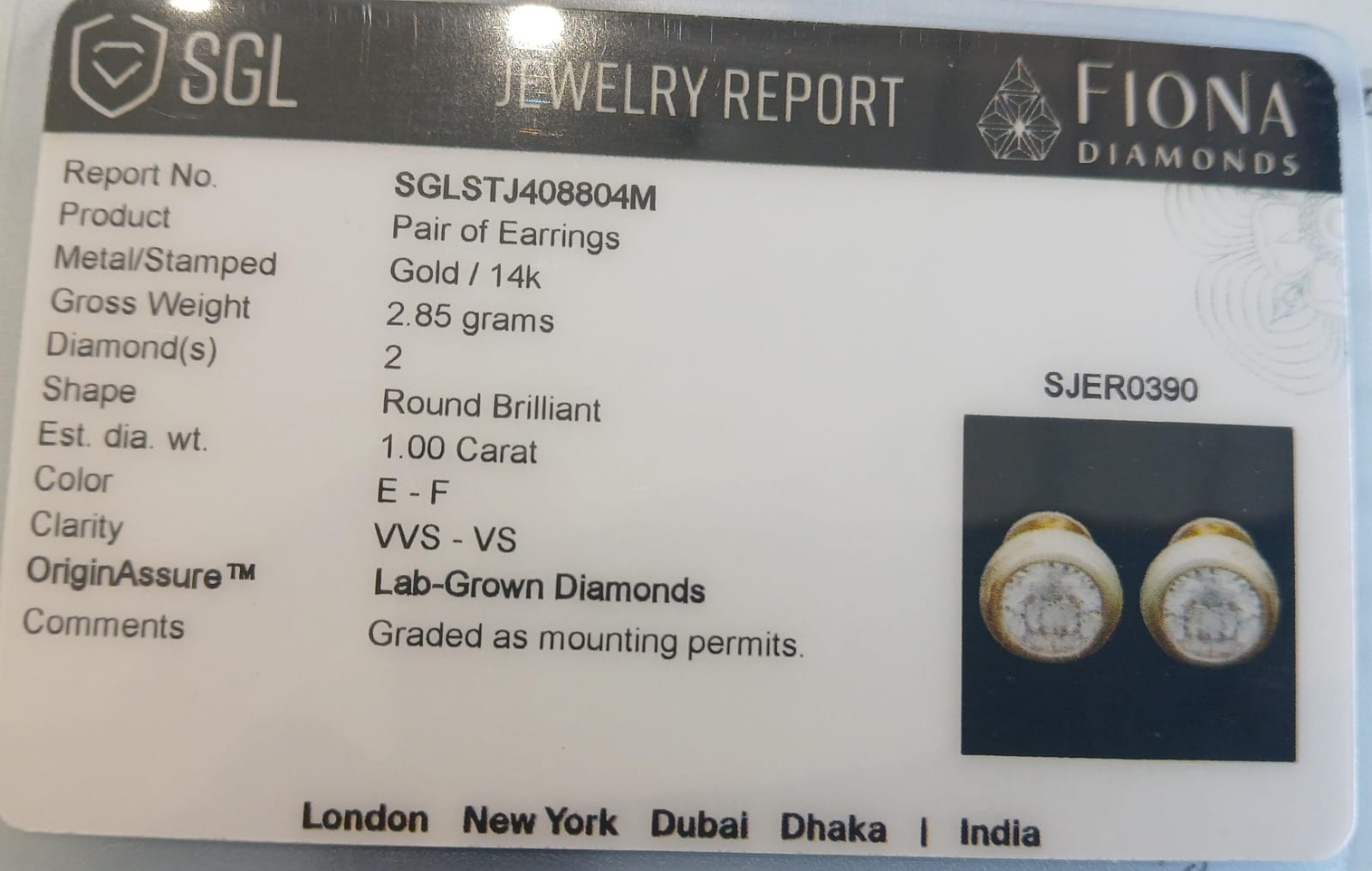 Close-up of Linlin 50 Pointer Round Lab Diamond Solitaire Stud in 14K Yellow Gold by Fiona Diamonds