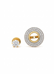 Celestia Éclat Round Lab Diamond Halo Earrings in 18K Yellow Gold by Fiona Diamonds