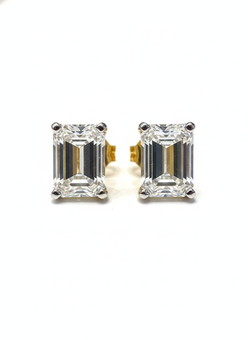 Dune Cascade Round Lab Diamond Classic Solitaire Stud Earrings in 18K Rose Gold by Fiona Diamonds