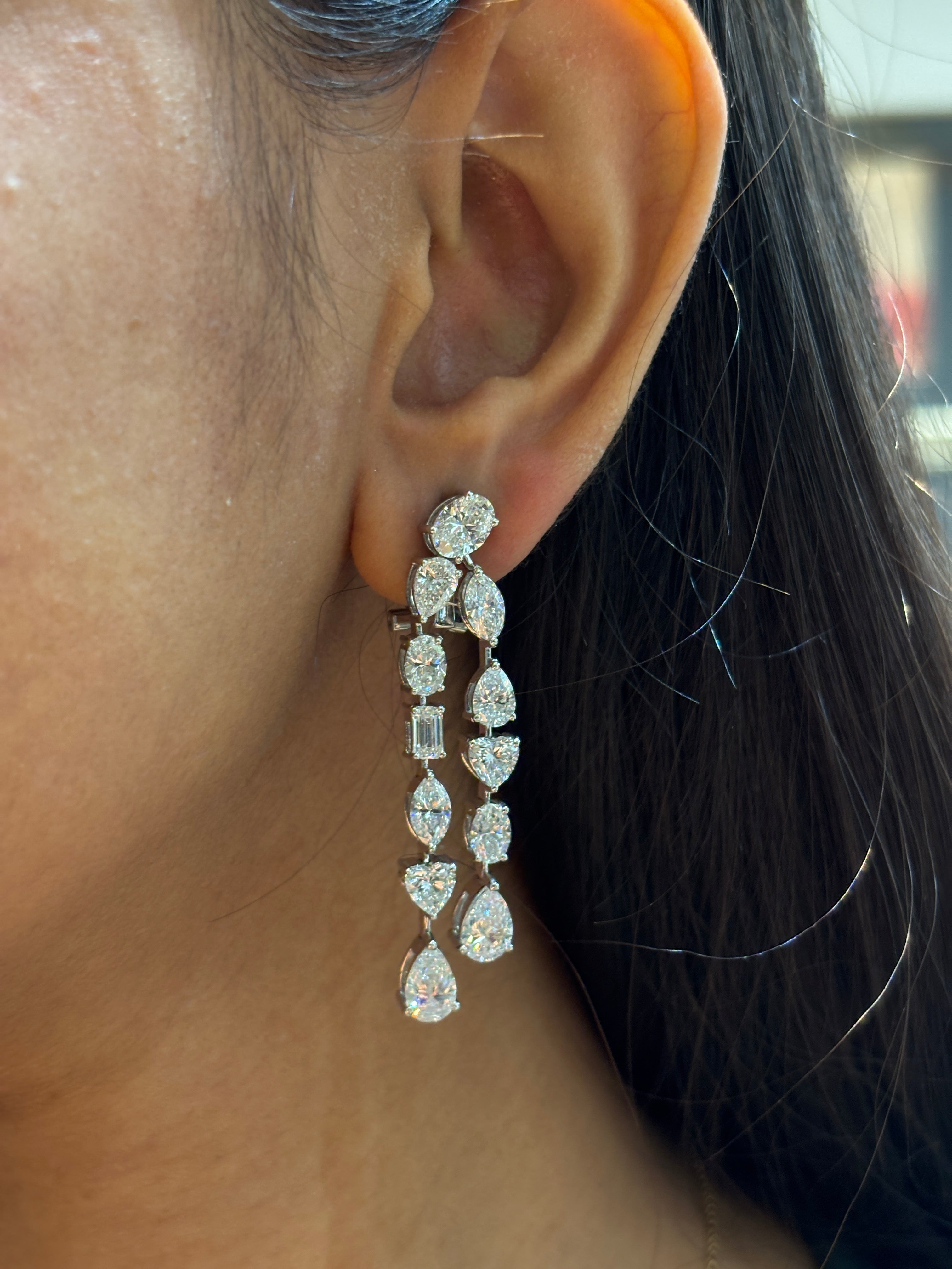 Fiona Diamonds Youlan Pear Lab Diamond Dangler Earrings in 14K White Gold - elegant look