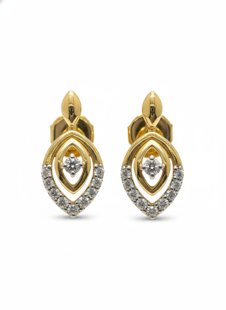 Apex Flicker Round Lab Diamond Drop Earrings in 18K Yellow Gold by Fiona Diamonds